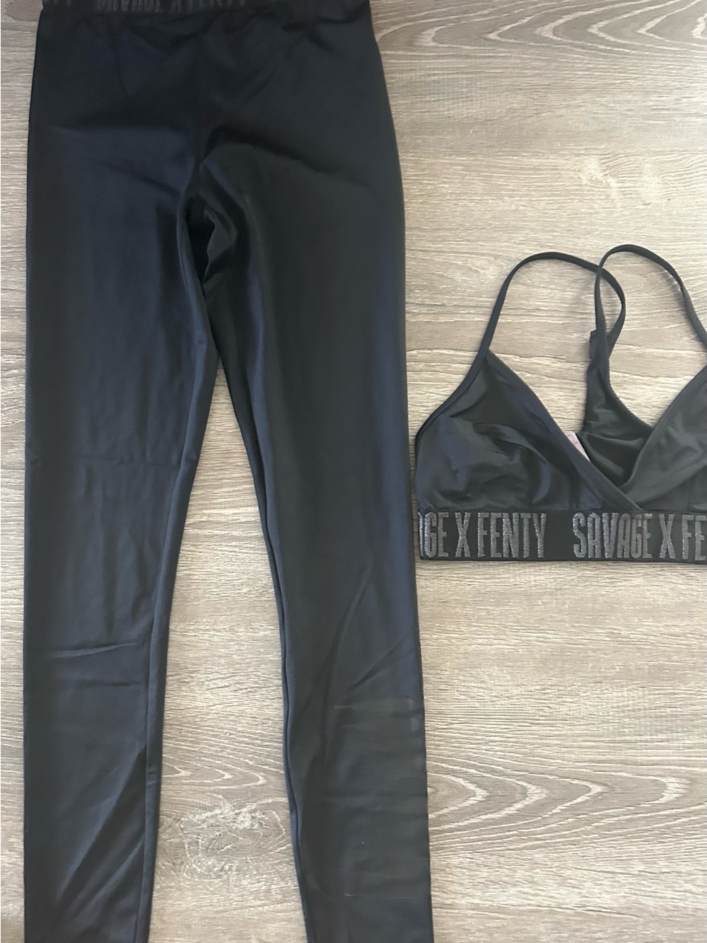 Savage X Fenty Black Bralette and Leggings Set size s/m